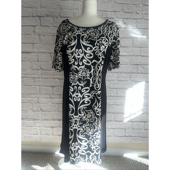 Sami & Jo Women’s NWT Contemporary Black & Creme Plus Midi Sized Dress 2X - Picture 1 of 8